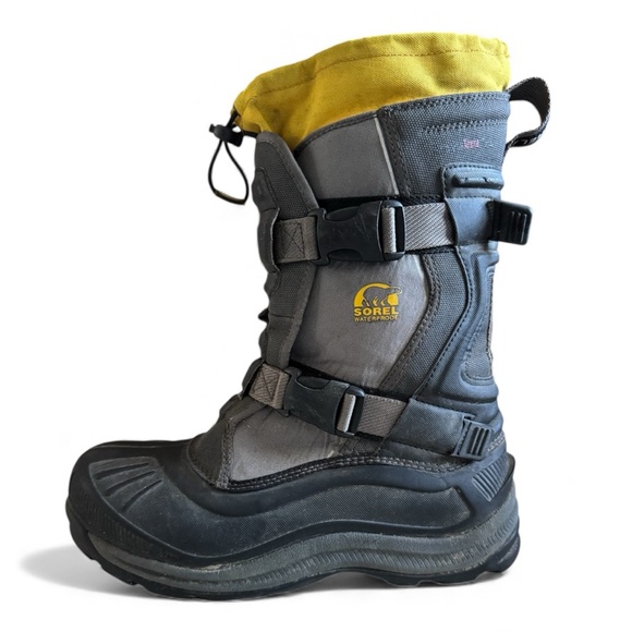 Sorel Alpha Trac Waterproof Insulated Snow Boots Utility Work Gray Yellow 11 - Picture 7 of 17